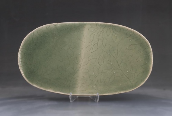 Celadon carved tray by Arlene Layal