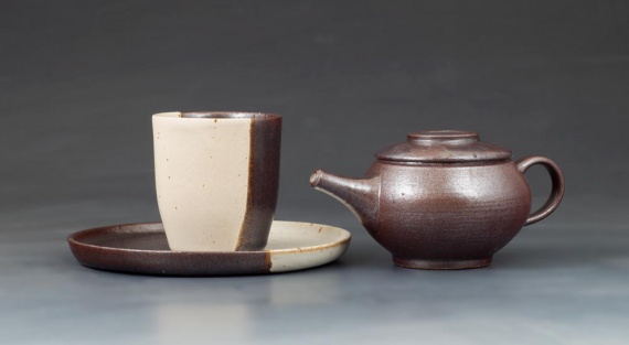 Teapot, cup and plate by Ciara Featherly