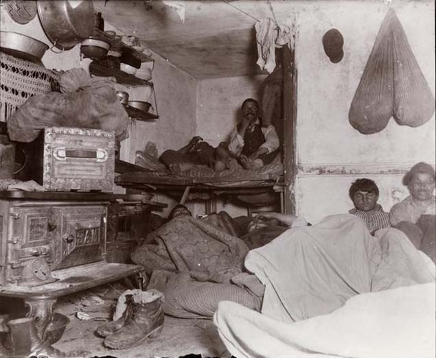 <p><b>Jacob Riis</b>, <i>Lodgers in Bayard Street Tenement, Five Cents a Spot</i>, 1889.</p>