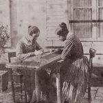 <p><b>Hippolyte Bayard</b><i>Two Women Embroidering Outdoors</i>, 1847.</p>